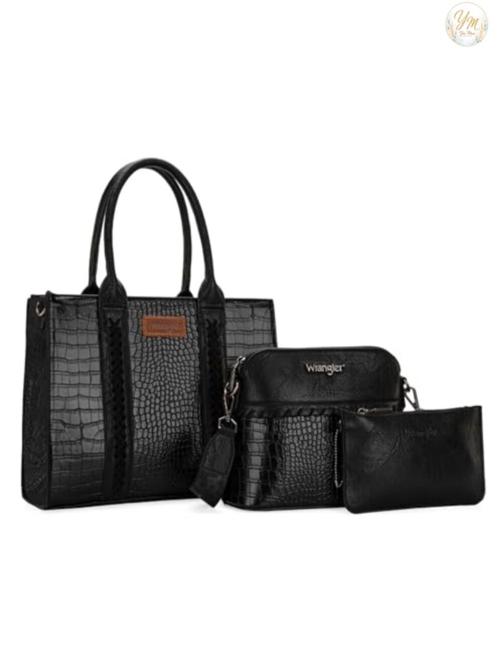 3-Piece Tote, Crossbody & Wristlet Set, Faux Leather, Whipstitch